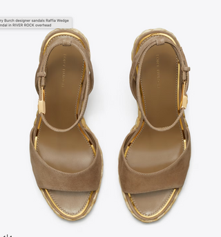 Raffia Sandal Wedge 80mm - River Rock