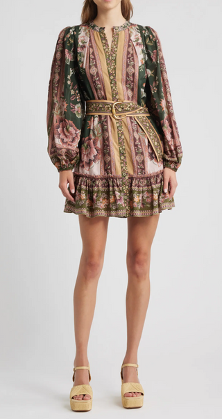 Flowering Garden Tree Green Mini Dress - Flowering Green Tree