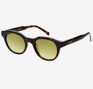 Cameron Acetate Unisex Round Sunglasses - Tortoise/Gradient Green
