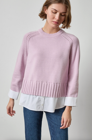Mixed Media Crewneck Sweater - Sugarplum