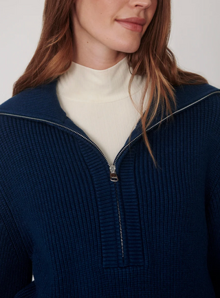 Maura Half Zip Knit Sweater - Sea Blue