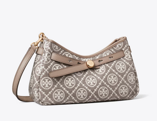 Romy T Monogram Coated Jacquard Zip Top Crossbody Bag - Charcoal