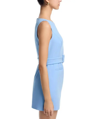 Azra Twill Belted Mini Dress - Blue Hydrangea