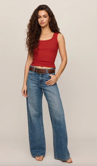 Larkin Embroidered Tank - Chili Pepper