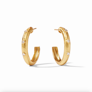 Medium Noel Stone Hoop - Gold Cubic Zirconia