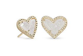 Ari Heart Stud Earring - Gold Iridescent Drusy