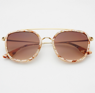 Weston Acetate Round Unisex Sunglasses - Pink Pearl / Brown
