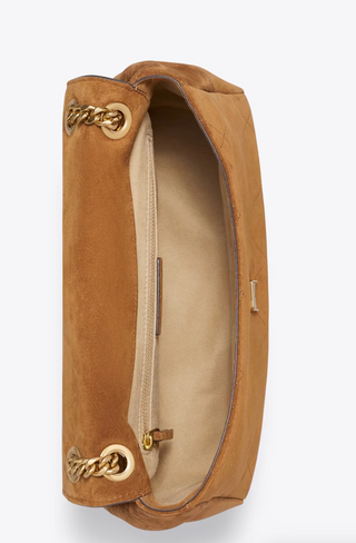 Charlie Quilted Suede Shoulder Bag - Caramel