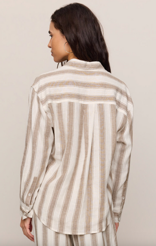 The Perfect Striped Button Up - Light Toffee