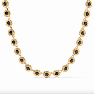 Tudor Tennis Necklace - Gold Obsidian Black