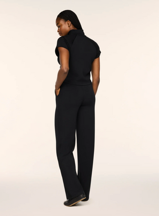 Spanx Airessentials Pintuck Half Zip Jumpsuit - Very Black
