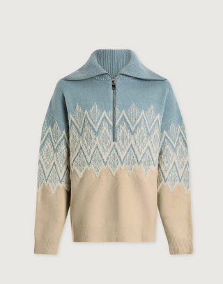 Hedda Fairisle Half Zip - Ashley Blue