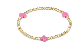 egirl signature cross bracelet gold - Bright Pink