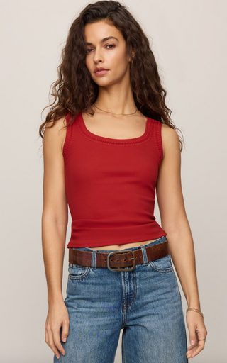 Larkin Embroidered Tank - Chili Pepper