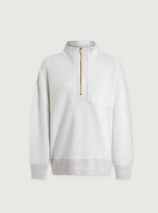 Molly Half Zip Longline Sweater - Ivory Marl