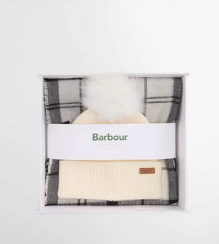 Barbour Dover Beanie & Hailes Scarf Gift Set - Monochrome Tartan