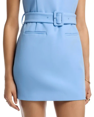 Azra Twill Belted Mini Dress - Blue Hydrangea
