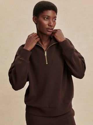 Hawley Half Zip Sweat - Coffee Bean