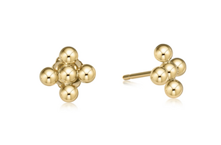 Classic Beaded Signature Cross Stud - 3mm Bead Gold