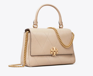 Charlie Quilted Top Handle Chain Wallet - Soft Cement