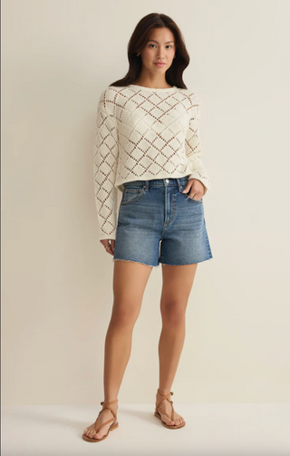 Hullen Crochet Sweater - Cloud