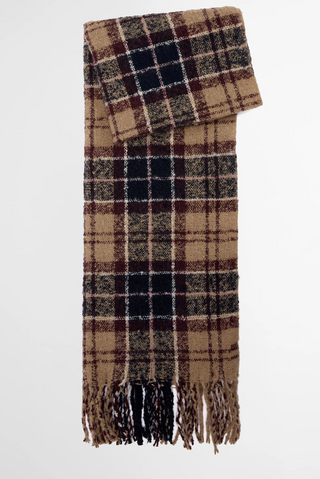 Barbour Saltburn Beanie & Tartan Scarf Gift Set - Gardenia Tartan