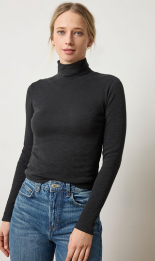 Rib Slub Turtleneck - Black