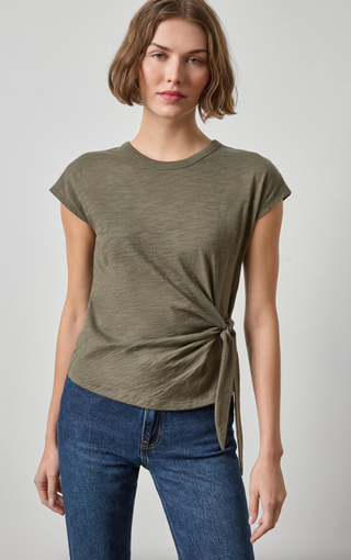 Tie Front Tee - Olive
