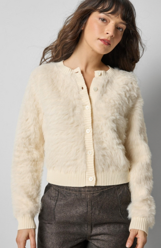 Brushed Crewneck Cardigan - Ivory