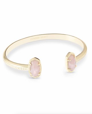 Elton Cuff Bracelet - Gold Rose Quartz