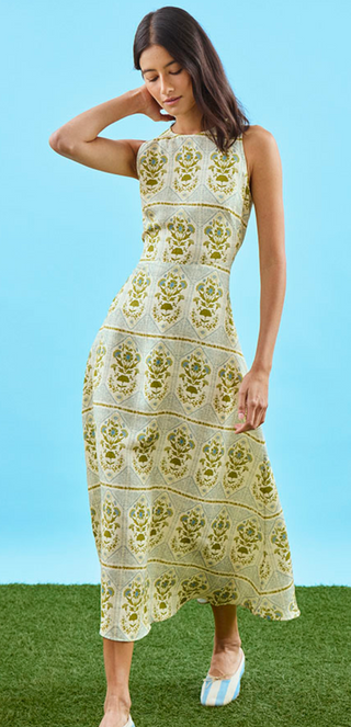 Faith Dress - Green Trellis Green