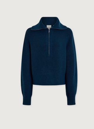 Maura Half Zip Knit Sweater - Sea Blue