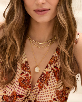 Sunset Etched Necklace - Gold