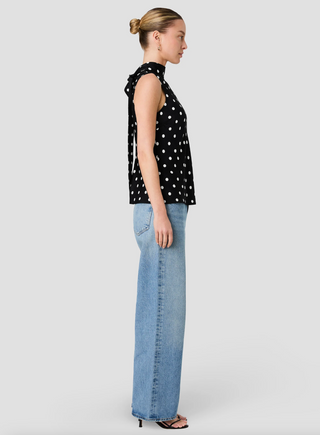 Ennis Satin Polka Dot Sleeveless Bow Top - Polka Dot