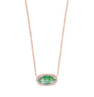 Elisa Short Pendant Necklace - Rose Gold Dichroic Glass