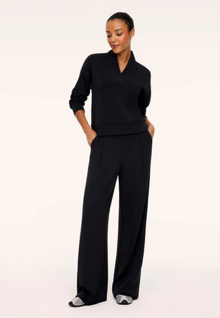 Spanx Airessentials Pleated Wide Leg Pant - Very Black