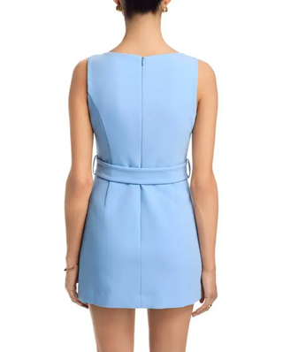 Azra Twill Belted Mini Dress - Blue Hydrangea