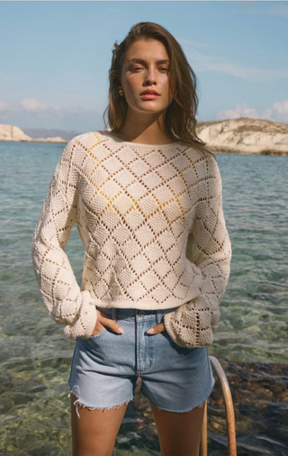 Hullen Crochet Sweater - Cloud