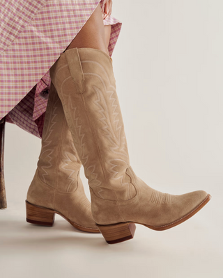 The Abby Wide Calf - Driftwood Suede