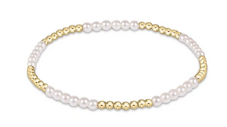 Classic Blissful Pattern 2.5mm Bead Bracelet - 3mm Pearl