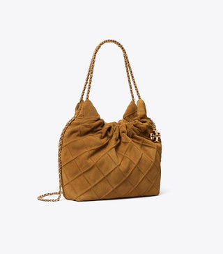 Fleming Suede Mini Hobo Bag - Chicory Brown