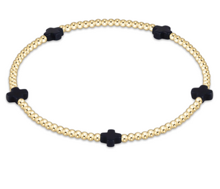 egirl Signature Cross Small 2mm Gold Bracelet - Navy