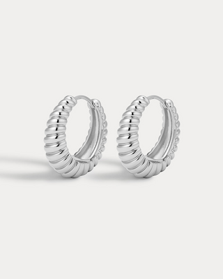 The Ridged Marbella Hoops - Silver