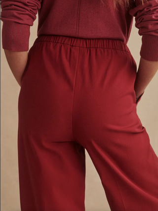 Textured Stretch Wide Leg Pant - Rumba Rose