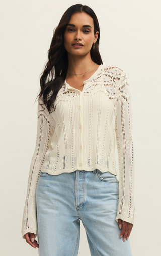 Alycia Crochet Sweater - Cloud