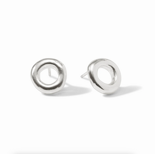 Wave Circle Stud - Silver