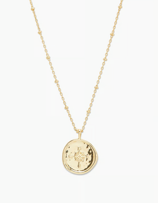 Compass Coin Necklace - Gold