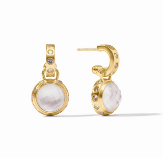 Rainbow Hoop & Charm Earring - Iridescent Clear Crystal