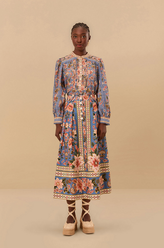 Superbloom Tapestry Blue Blouse - Superbloom Tapestry Blue