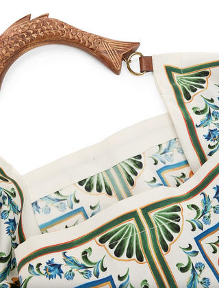Satin Scarf Medium Bag - Flora Tile